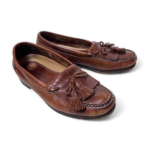 Johnston & Murphy Leather Kiltie Tassel Aragon Loafers Dress Shoes Mens Size 9.5